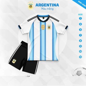 Bộ Quần Áo Bóng Đá Trẻ Em – Đội Tuyển Argentina ( Vải Thun Lạnh)