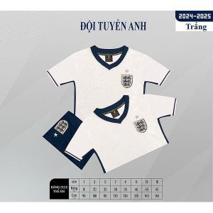 Bộ Quần Áo Bóng Đá Trẻ Em – Đội Tuyển Anh( Vải Thun Lạnh )