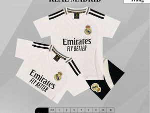 Bộ Quần Áo Bóng Đá Trẻ Em – CLB Real. Madrid ( Vải Thun Lạnh )