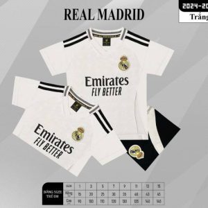 Bộ Quần Áo Bóng Đá Trẻ Em – CLB Real. Madrid ( Vải Thun Lạnh )