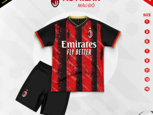 Bộ Quần Áo Bóng Đá Trẻ Em – CLB Acmilan ( Vải Thun Lạnh )