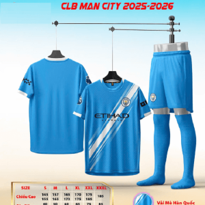 Bộ Quần Áo Bóng Đá Người Lớn – CLB Manchester City ( Vải Mè )