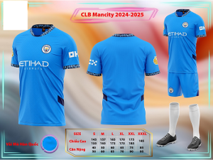 Bộ Quần Áo Bóng Đá Người Lớn – CLB Manchester City ( Vải Mè )