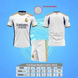 Bộ Quần Áo Bóng Đá Người Lớn – CLB Real Madrid ( Vải Mè )