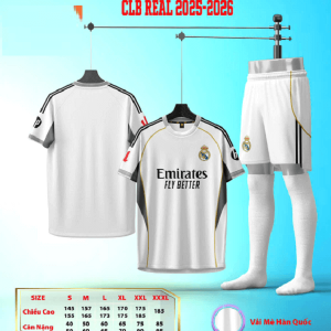 Bộ Quần Áo Bóng Đá Người Lớn – CLB Real Madrid ( Vải Mè )