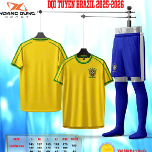 Bộ Quần Áo Bóng Đá Người Lớn – Đội Tuyển Brazin ( Vải Mè )