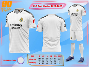 Bộ Quần Áo Bóng Đá Người Lớn – CLB Real Madrid ( Vải Mè )