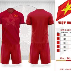 Bộ Quần Áo Bóng Đá Người Lớn – Đội Tuyển Việt Nam( Vải Thun Lạnh)